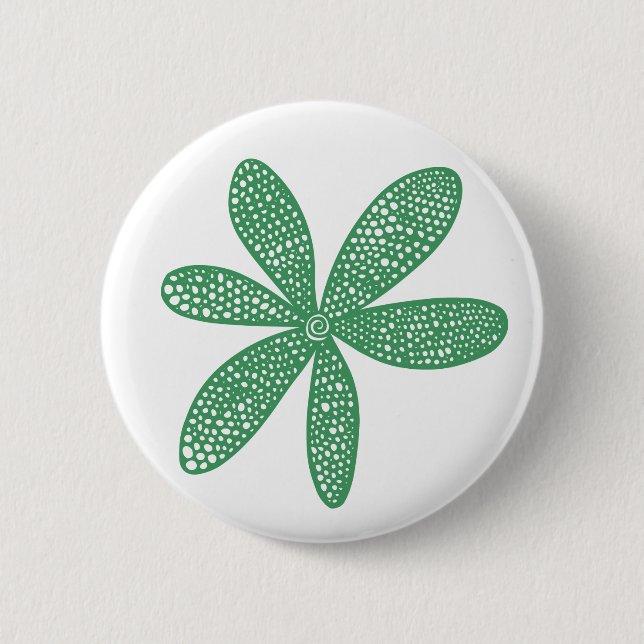 Pretty Flower - Army Green on White 6 Cm Round Badge (Front)