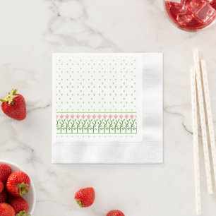 Pretty flower art border of stylised tulips napkin