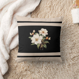 Pretty flower beige and black Victorian Cushion
