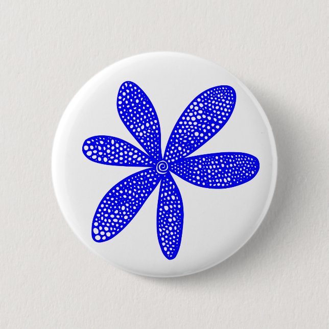 Pretty Flower - Blue on White 6 Cm Round Badge (Front)