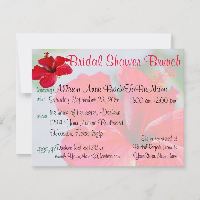 Pretty Flower  Bridal Shower Brunch Invitation (Front)