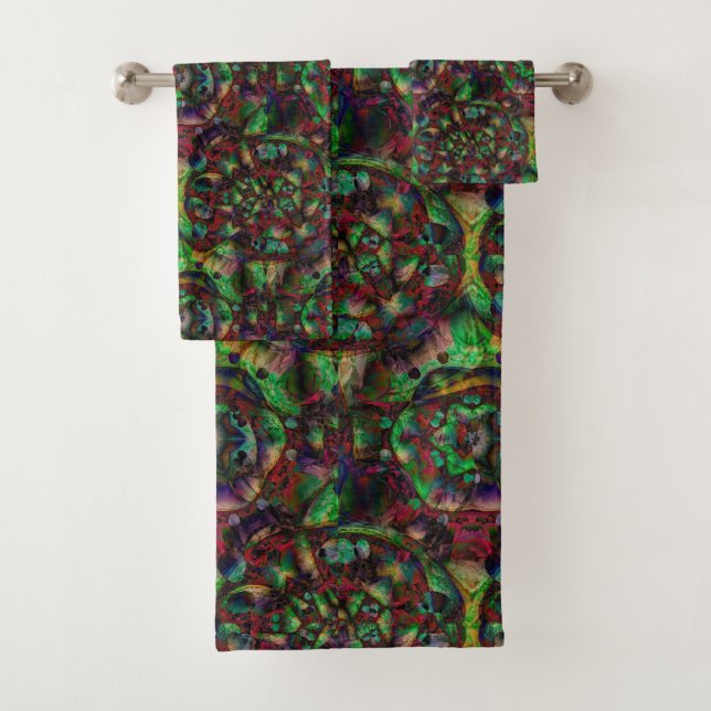 Pretty Flower Burst Abstract Bath Towel Set (Insitu)