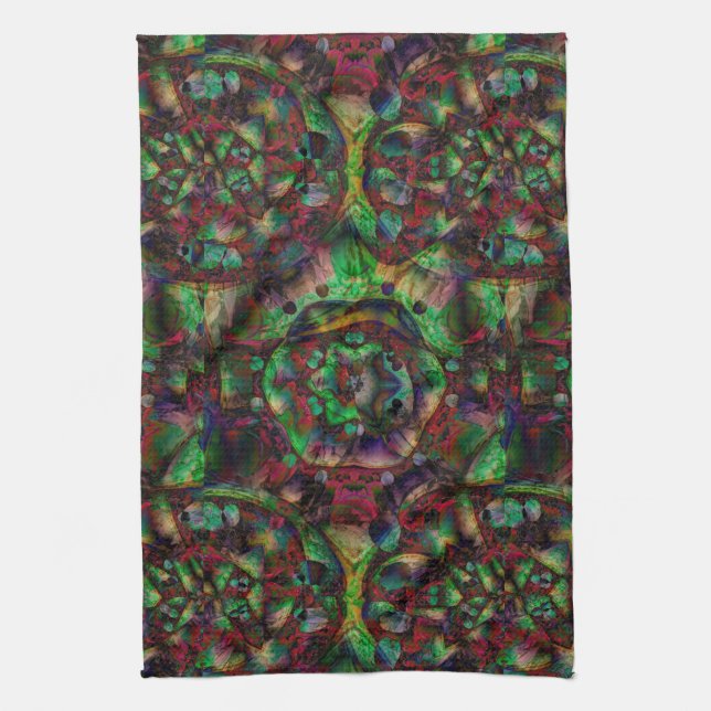 Pretty Flower Burst Abstract Tea Towel (Vertical)
