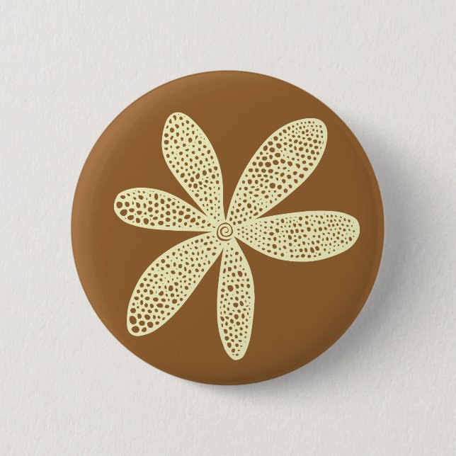 Pretty Flower - Cream on Chocolate 6 Cm Round Badge (Front)