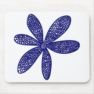 Pretty Flower - Deep Navy Blue Mouse Pad