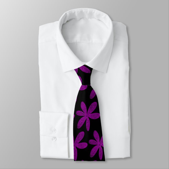 Pretty Flower - Deep Violet on Black Tie (Tied)