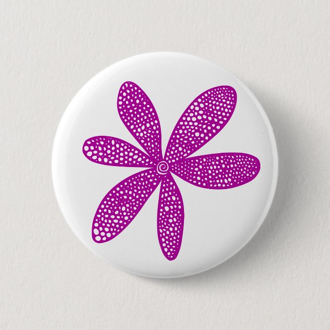 Pretty Flower - Deep Violet on White 6 Cm Round Badge (Front)