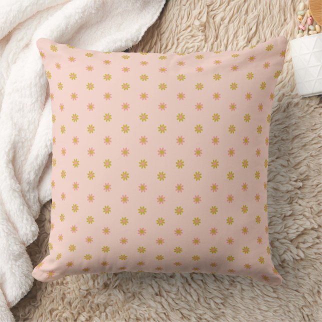 Pretty Flower Dots Pattern Pink Cushion (Blanket)