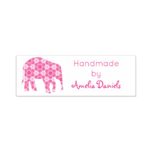 Pretty Flower Elephant Handmade by Self-inking Stamp