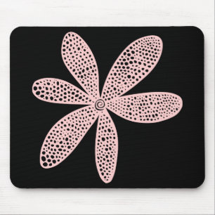 Pretty Flower - Faded Pink on Black Mouse Pad