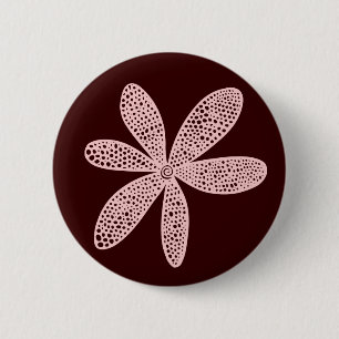 Pretty Flower - Faded Pink on Dark Brown 6 Cm Round Badge