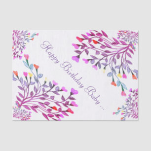Pretty Flower Heart Birthday Tissue Paper
