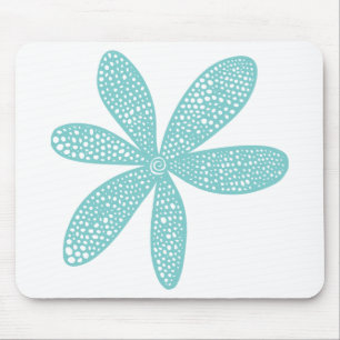 Pretty Flower - Light Blue Green Mouse Pad
