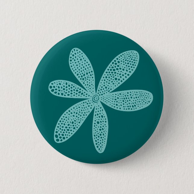 Pretty Flower - Light Blue Green on Moss Green 6 Cm Round Badge (Front)
