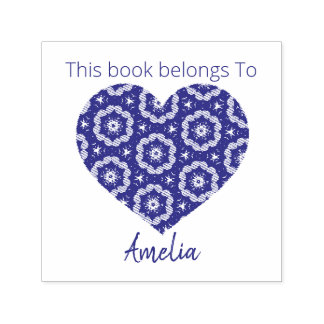Pretty Flower Love Heart This Book Belongs TO Self-inking Stamp
