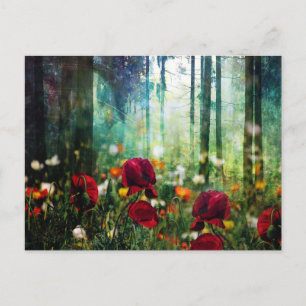 Pretty Flower Meadow in Fantasy Forest Postcard