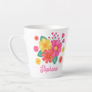Pretty Flower Monogram Name Modern Botanical Latte Mug