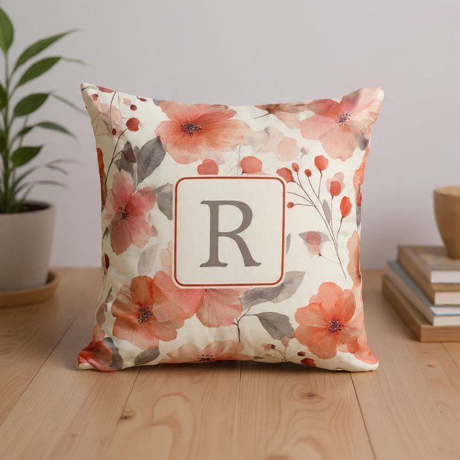 Pretty Flower Monogram Template Personalized Cushion (Pretty Flower Monogram Template Personalized Throw Pillow by Ricaso. Stunning and elegant. 
)