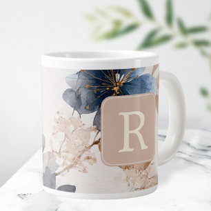 Pretty Flower Monogram Template Personalized Large Coffee Mug