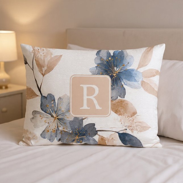 Pretty Flower Monogram Template Personalized Pillowcase (Pretty Flower Monogram Template Personalized Pillow Case by Ricaso. Monogrammed home accessories)