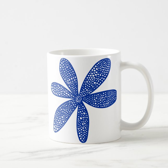 Pretty Flower - Navy Blue Coffee Mug (Right)