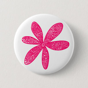 Pretty Flower - Neon Red on White 6 Cm Round Badge