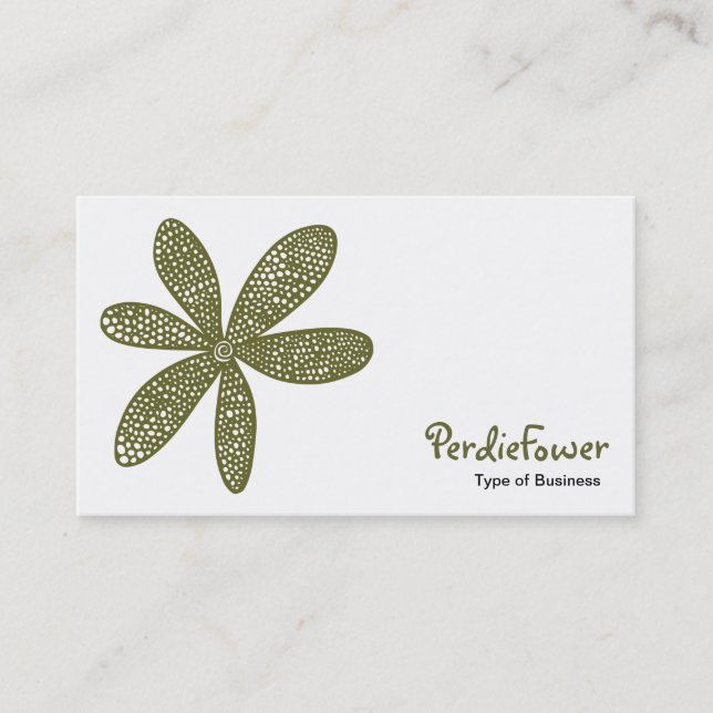 Pretty Flower - Olive Drab 666633 Business Card (Front)