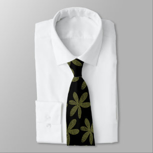 Pretty Flower - Olive Drab on Black Tie