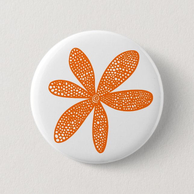 Pretty Flower - Orange on White 6 Cm Round Badge (Front)