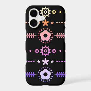 Pretty Flower Pattern on Black Girly iPhone Case