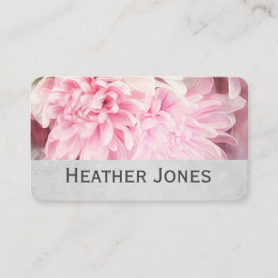 pretty flower petals pink and grey   business card