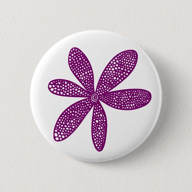 Pretty Flower - Plum on White 6 Cm Round Badge (Front)
