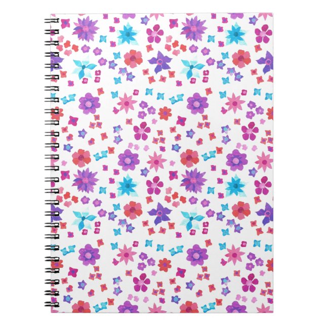 Pretty Flower-Power Spiral Notebook or Journal (Front)