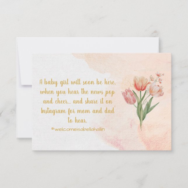 Pretty Flower Pregnancy Announcement Card (Front)