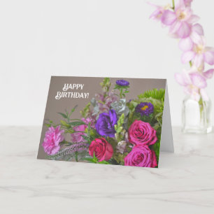 Pretty Flower Rose Bouquet Birthday Card