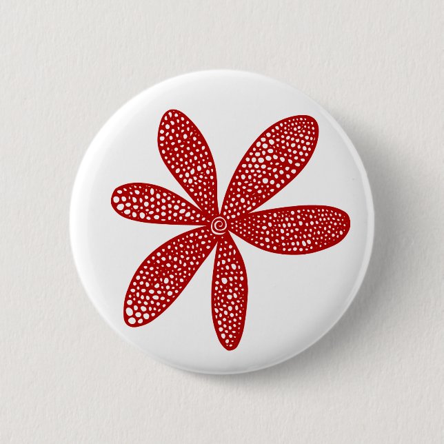 Pretty Flower - Ruby Red on White 6 Cm Round Badge (Front)