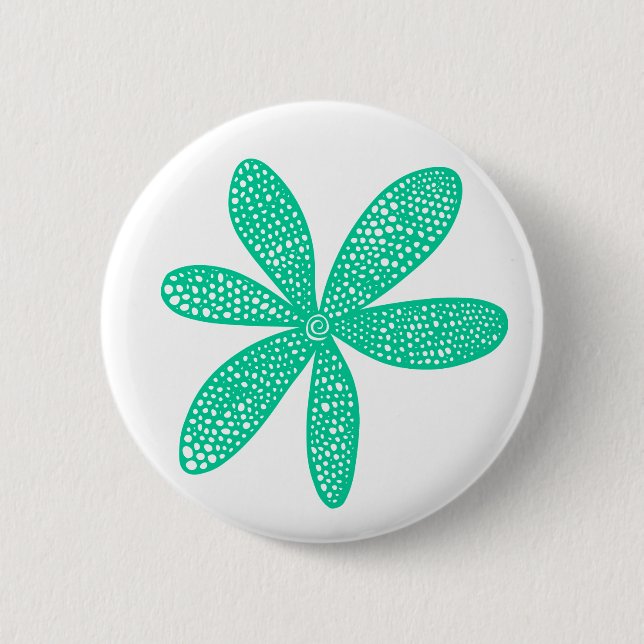 Pretty Flower - Sea Green on White 6 Cm Round Badge (Front)
