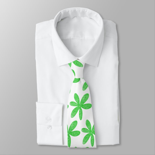 Pretty Flower - Spring Green on White Tie (Tied)