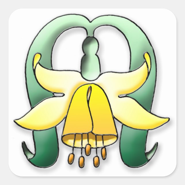 Pretty flower square sticker (Front)