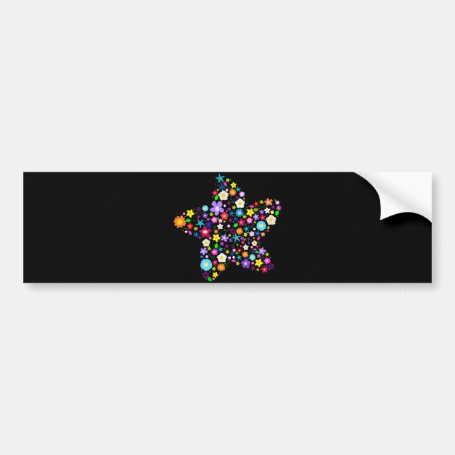 Pretty Flower Star Bumper Sticker (Front)