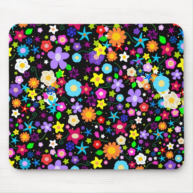 Pretty Flower Star Mouse Pad (Front)