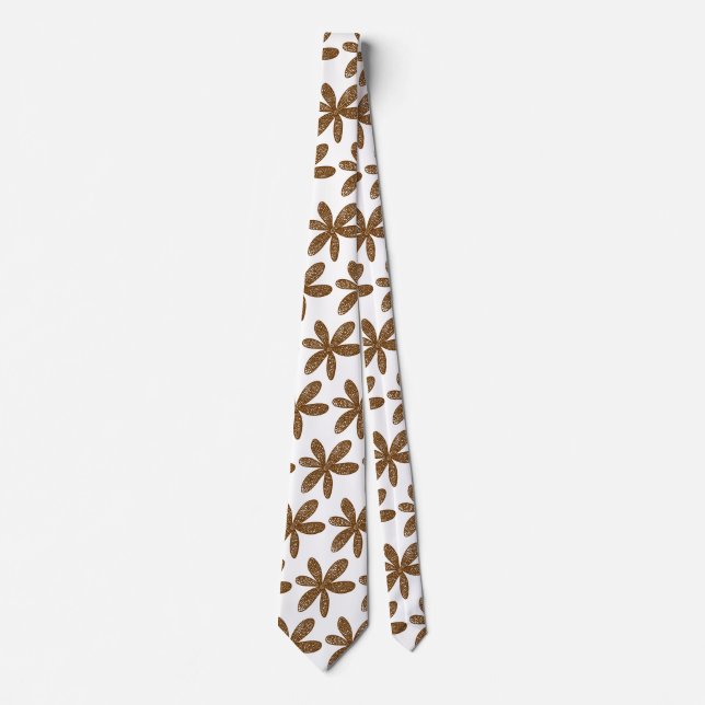 Pretty Flower - Walnut on White Tie (Front)