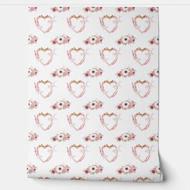 Pretty Flower with Hearts Wallpaper (Unrolling)