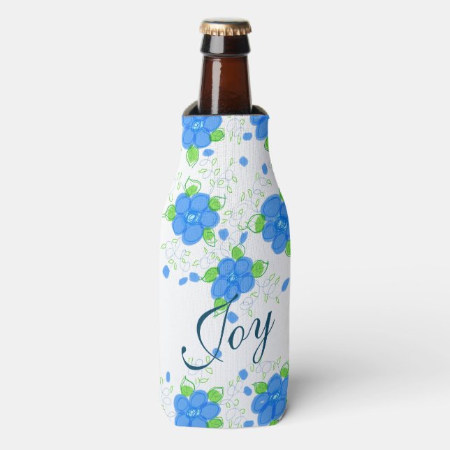 Pretty Flowered Glass bottle Sleeve Cooler (Bottle Front)