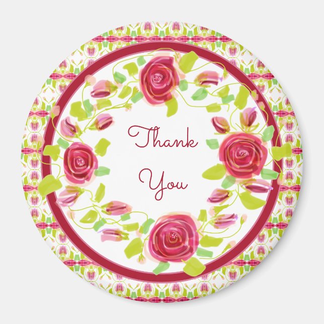 Pretty flowered thank you magnet (Front)