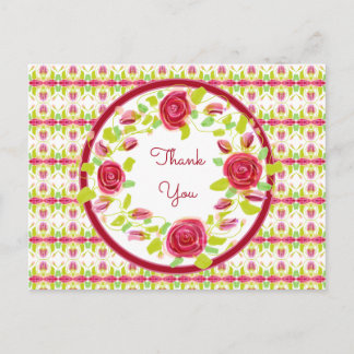 Pretty Flowered Thank You Postcard