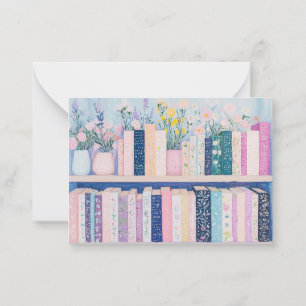 Pretty Flowers and Books Note Cards