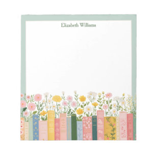 Pretty Flowers and Books  Notepad