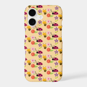 Pretty Flowers Bees and Ladybug Pattern