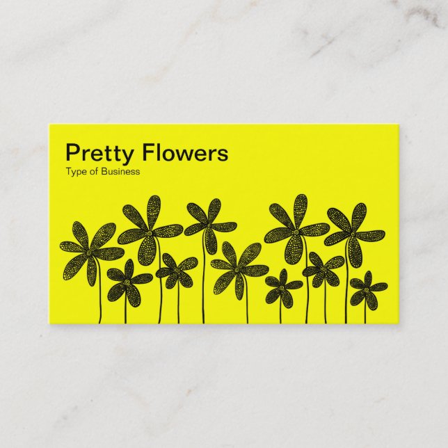Pretty Flowers - Black and Yellow Business Card (Front)